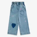 Kids Light Blue Faded Wide-Leg Mid-Rise Jeans