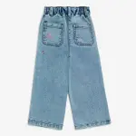 Kids Light Blue Faded Wide-Leg Mid-Rise Jeans