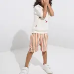 Kids Multicolour Striped Mid-Rise Cotton Shorts