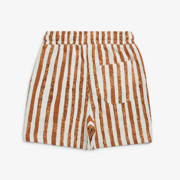 Kids Multicolour Striped Mid-Rise Cotton Shorts