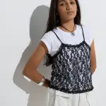 Kids White Lace Detailed Cotton T-Shirt