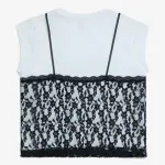 Kids White Lace Detailed Cotton T-Shirt