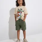 Kids Olive Mid-Rise Shorts