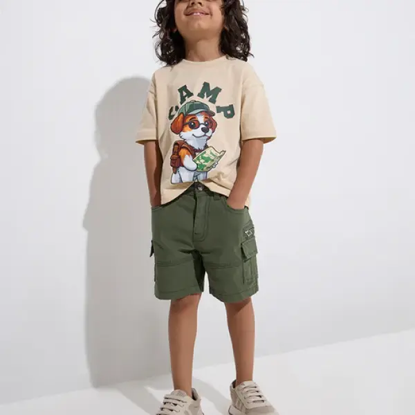 Kids Olive Mid-Rise Shorts