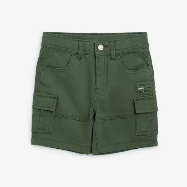 Kids Olive Mid-Rise Shorts