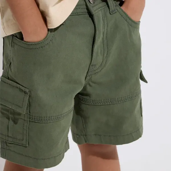 Kids Olive Mid-Rise Shorts