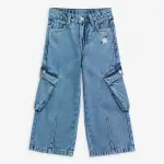 Kids Blue Cargo-Style Straight Fit Mid-Rise Jeans