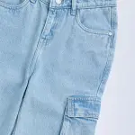 Kids Light Blue Cargo-Style Mid-Rise Jeans