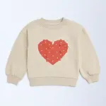Kids Beige Heart Design Cotton-Blend Sweatshirt
