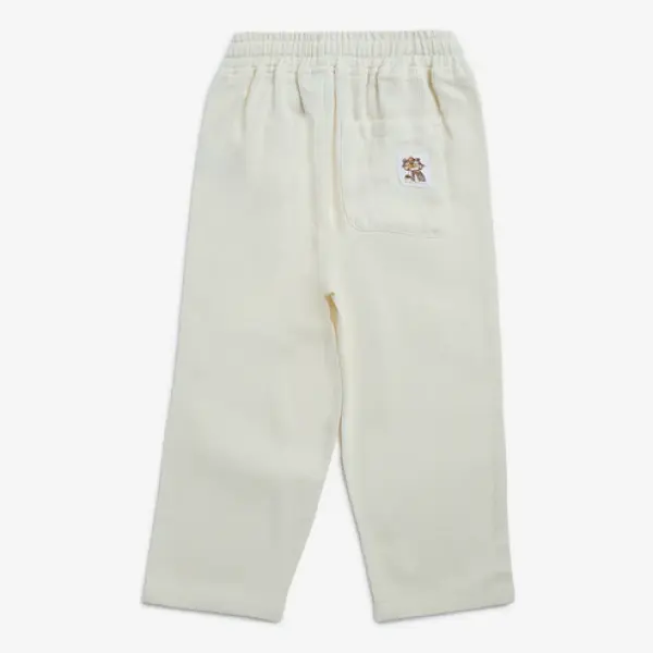 Kids Off-White Textured Mid-Rise Cotton Trousers