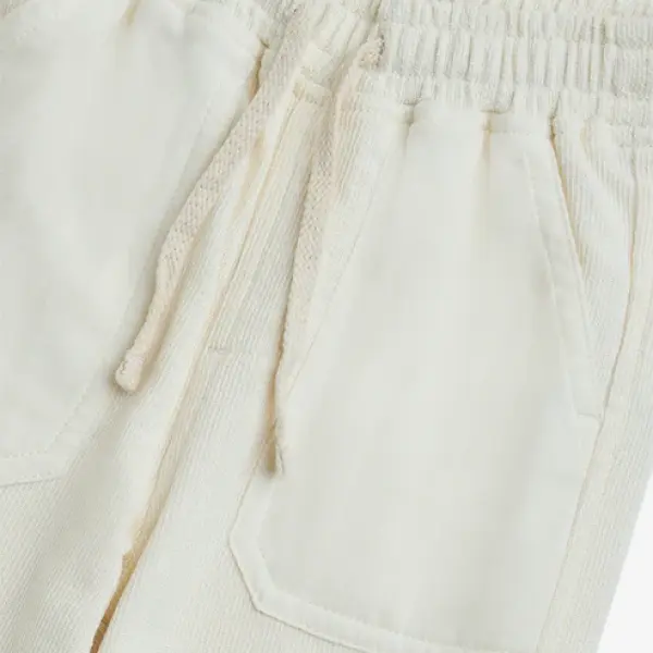 Kids Off-White Textured Mid-Rise Cotton Trousers