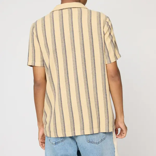 oak stripe men's short sleeve shirt
