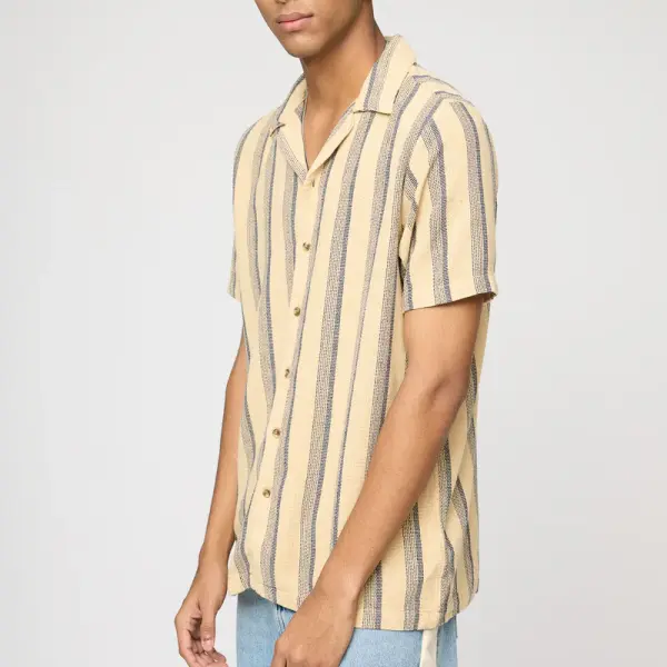 oak stripe men's short sleeve shirt