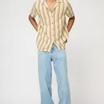 oak stripe men's short sleeve shirt
