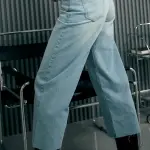 100% Cotton Lightblue Straight Flared Denim