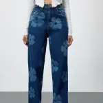 midnight blooms floral stretch straight jeans