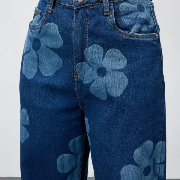 midnight blooms floral stretch straight jeans