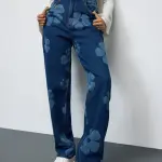 midnight blooms floral stretch straight jeans