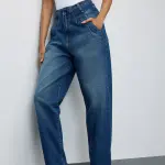 dark blue darted women's slouchy jeans