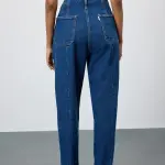 dark blue darted women's slouchy jeans