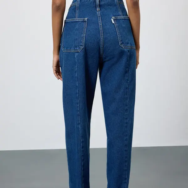 dark blue darted women's slouchy jeans