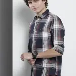 Men's Checkered Casual Blue Shirt