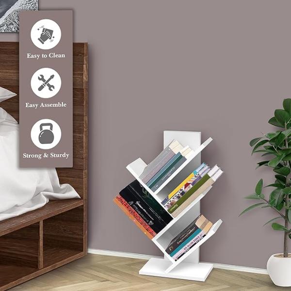Tree Book Shelf - 5 Tier Book Stand for Home Library and Office