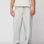 urban wash blue men's baggy straight jeans