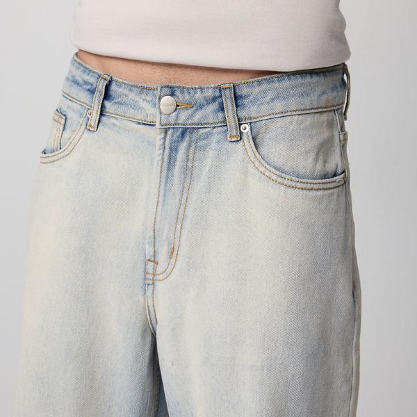 urban wash blue men's baggy straight jeans