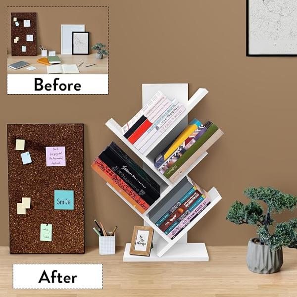 Tree Book Shelf - 5 Tier Book Stand for Home Library and Office