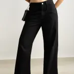 black high waisted women's wide jeans