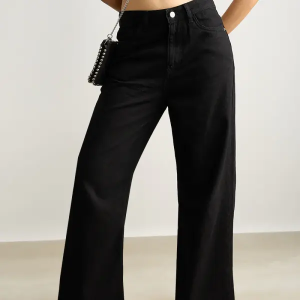 black high waisted women's wide jeans