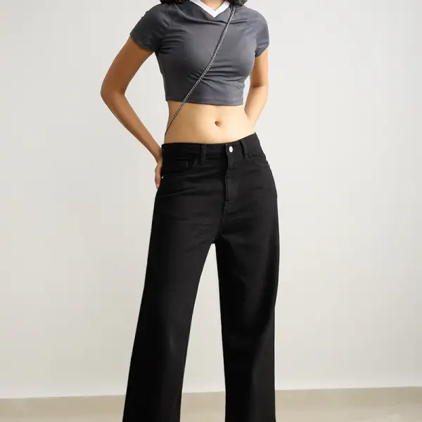 black high waisted women's wide jeans