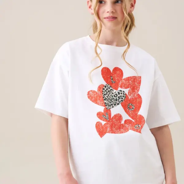 Quinn Heart Print Oversized Tee