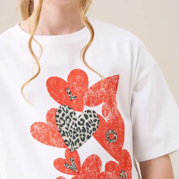 Quinn Heart Print Oversized Tee
