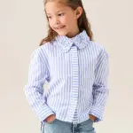 Iris Stripe Corsage Collar Shirt