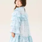 Blue Leopard Frill Dress - Blue