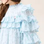 Blue Leopard Frill Dress - Blue