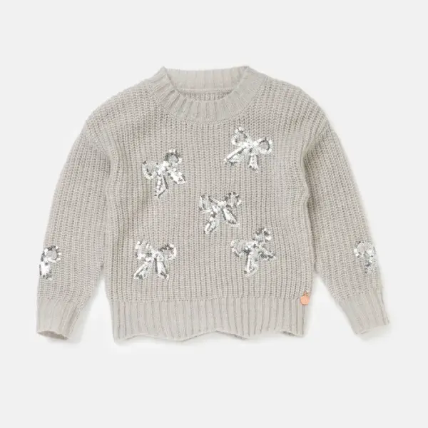 Esther Silver Sequin Bow Jumper