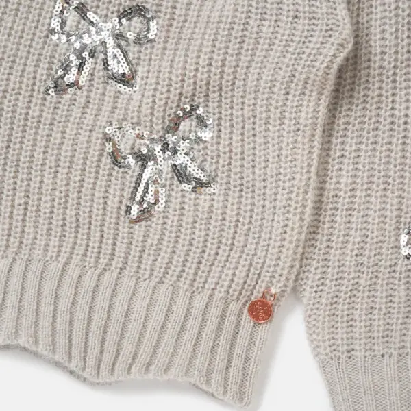 Esther Silver Sequin Bow Jumper