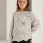 Esther Silver Sequin Bow Jumper