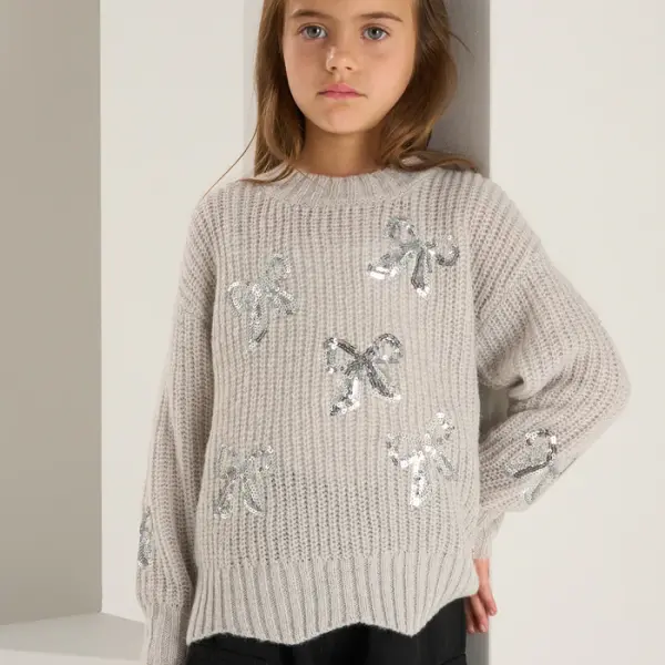 Esther Silver Sequin Bow Jumper