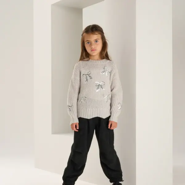 Esther Silver Sequin Bow Jumper