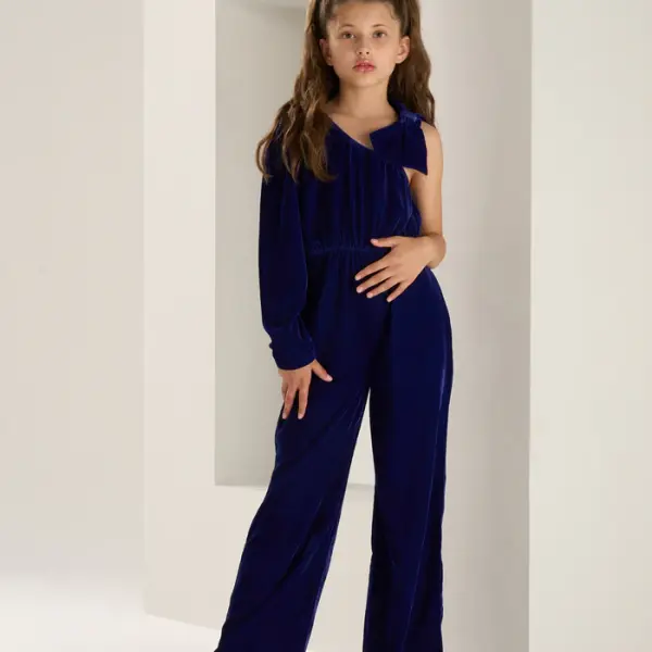 Thea Bow Shoulder Velvet Jumpsuit
