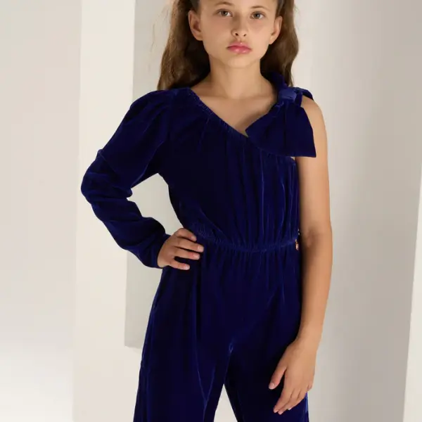 Thea Bow Shoulder Velvet Jumpsuit