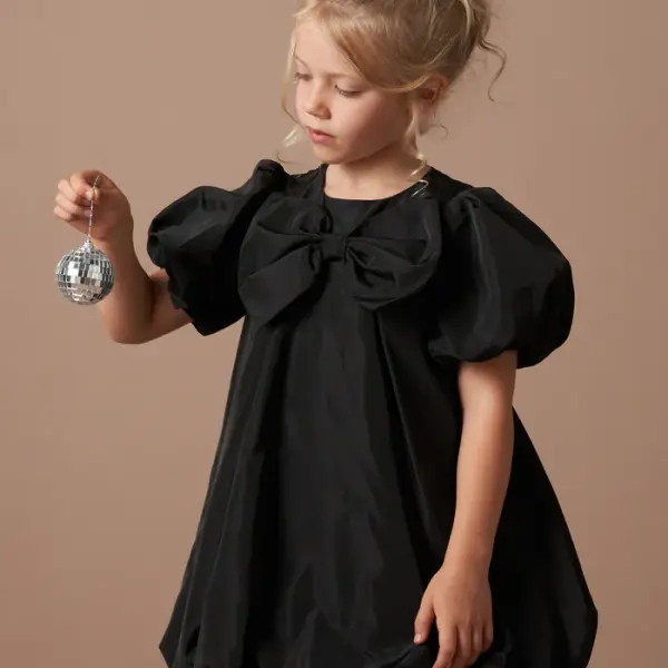 Nadia Black Bubble Hem Bow Dress