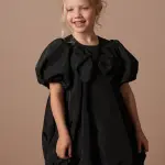 Nadia Black Bubble Hem Bow Dress