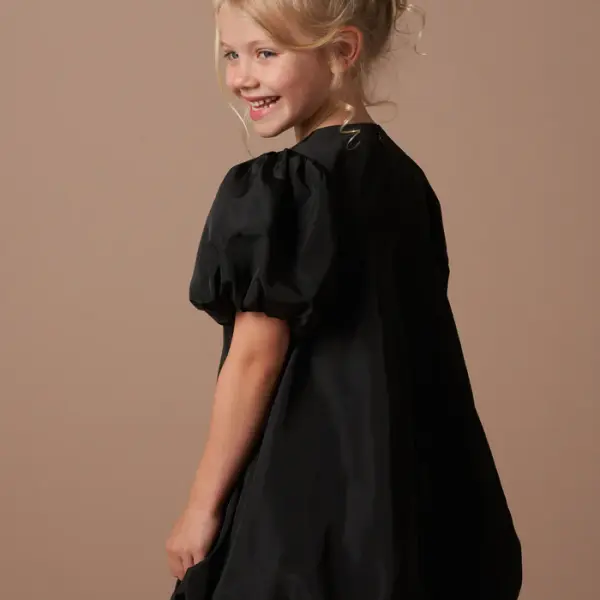 Nadia Black Bubble Hem Bow Dress