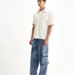 BAGGY FIT CARGO JEANS BAEY - BLUE