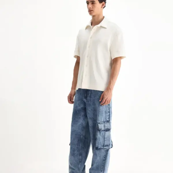 BAGGY FIT CARGO JEANS BAEY - BLUE